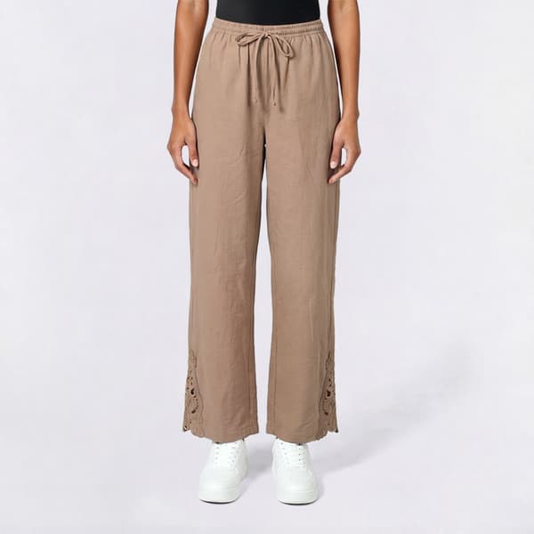 Juniors No Comment Linen Like Crochet Inset Pull On Pant