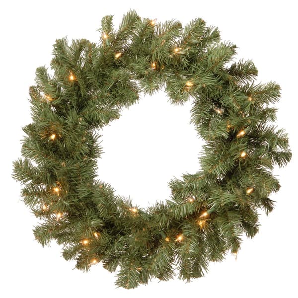 National Tree 24in. Clear Lights Fir Wreath