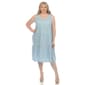 Plus Size White Mark Sleeveless Tiered Chambray Midi Dress - image 2