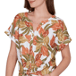Petite Hearts of Palm Tropical Twist Eyelet Tie Hem Blouse - image 5