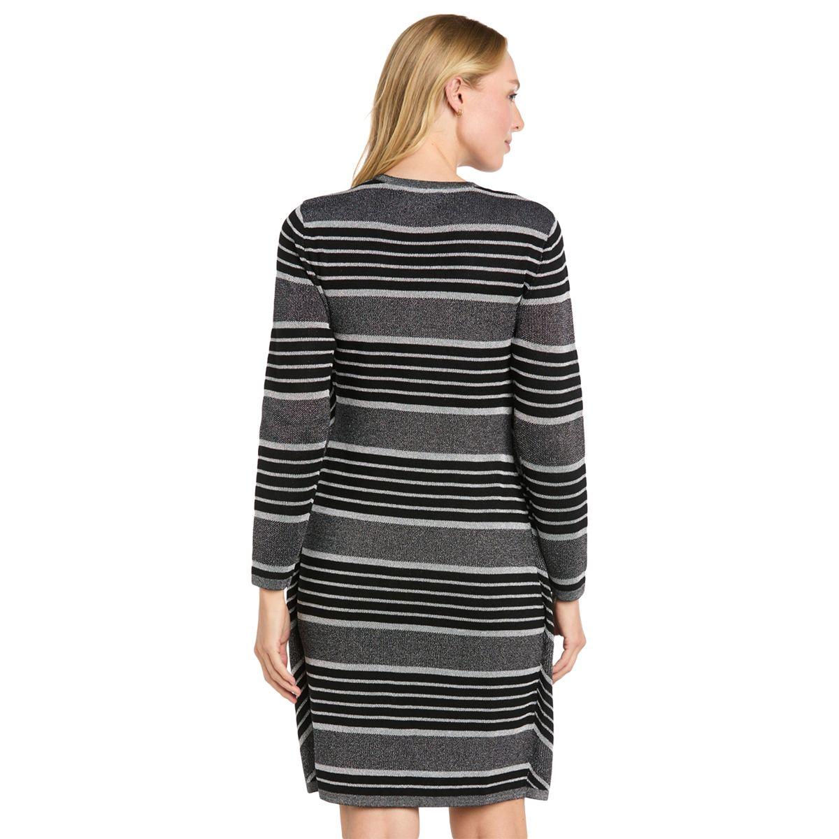 Womens R&M Richards Long Sleeve Stripe Sweater Dress