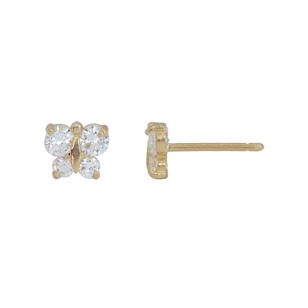 14kt. Yellow Gold Cubic Zirconia Butterfly Stud Earrings - image 