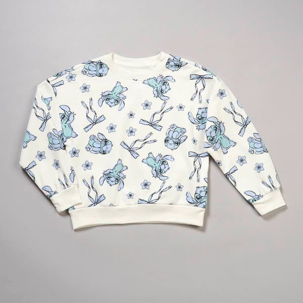 Girls (4-6x) Disney Stitch Aop Fleece Lined Sweatshirt - image 