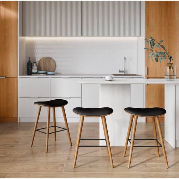 LumiSource Saddle Mid-Century Modern Counter Stools - Set of 2