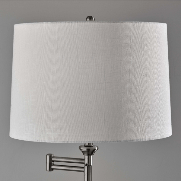 Simplee Adesso Aaron Swing Arm Floor Lamp with White Shade