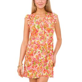 Petite MSK Cap Flutter Sleeve V-Neck Floral Pattern ITY Dress