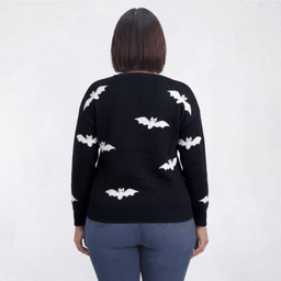 Plus Size Rio & Rian Long Sleeve Bat Pullover Sweater
