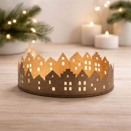 Melrose 9.75in. Cut Metal Village Candle Holder