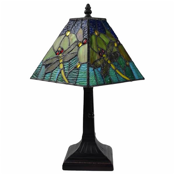 HomeRoots 15in. Multi-Color Dragonfly Candlestick Table Lamp