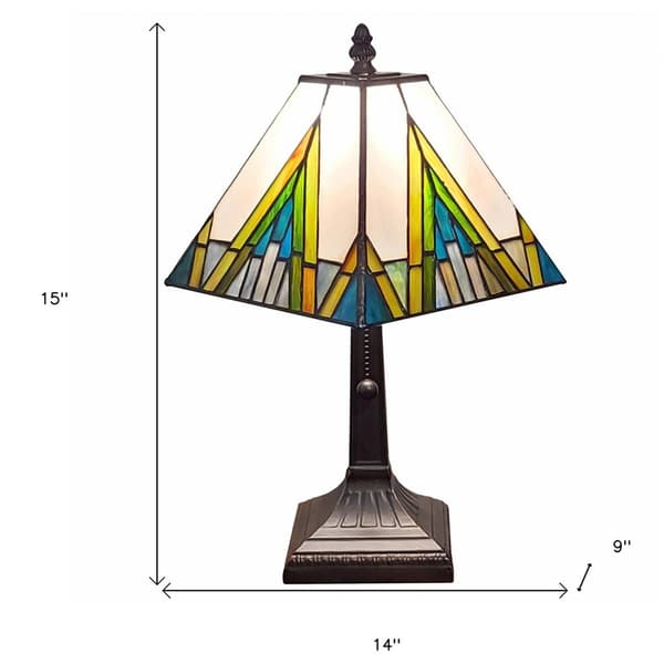 HomeRoots 15in. Stained Glass Candlestick Table Lamp