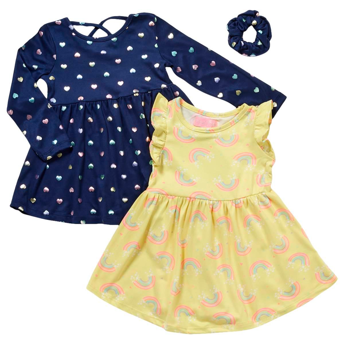 Toddler Girl Freestyle Revolution 2pk. Rainbow Heart Dresses
