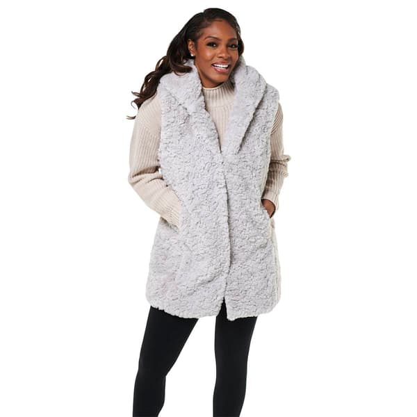 未使用♡ HAUNT STATE OF MIND fur hoodie vest Womens Steve Madden Long Faux Fur Vest with Hood - Boscov's