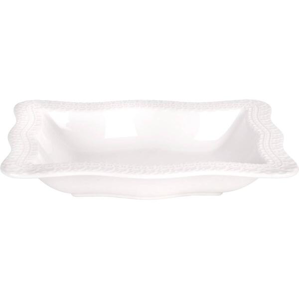 Home Essentials 14in. Pure White Wavy Lace Serving Bowl - image 