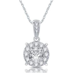 Nova Star(R) Sterling Silver 5/8ctw. Lab Grown Diamond Halo Pendant