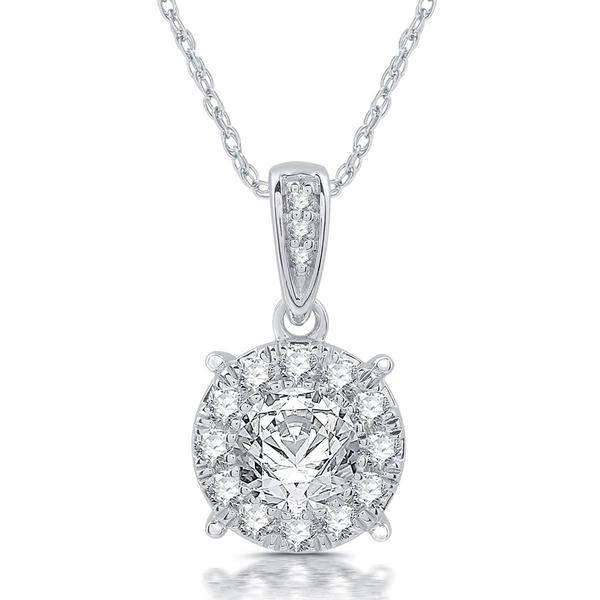 Nova Star(R) Sterling Silver 5/8ctw. Lab Grown Diamond Halo Pendant - image 