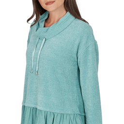Womens Ruby Rd. Mythical Long Sleeve Drawstring Neck Sweater