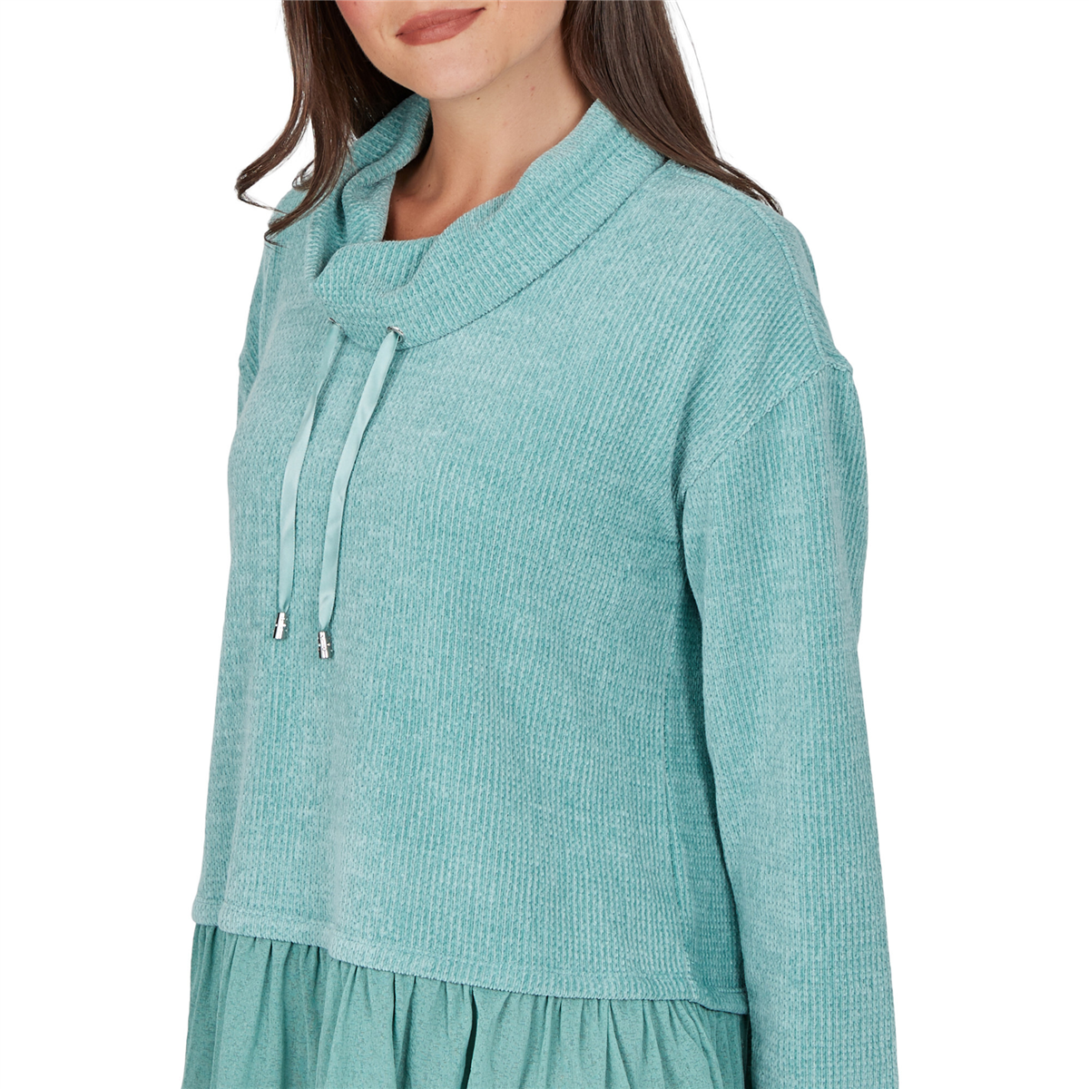 Womens Ruby Rd. Mythical Long Sleeve Drawstring Neck Sweater