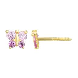 14kt. Pink CZ Butterfly Stud Earrings