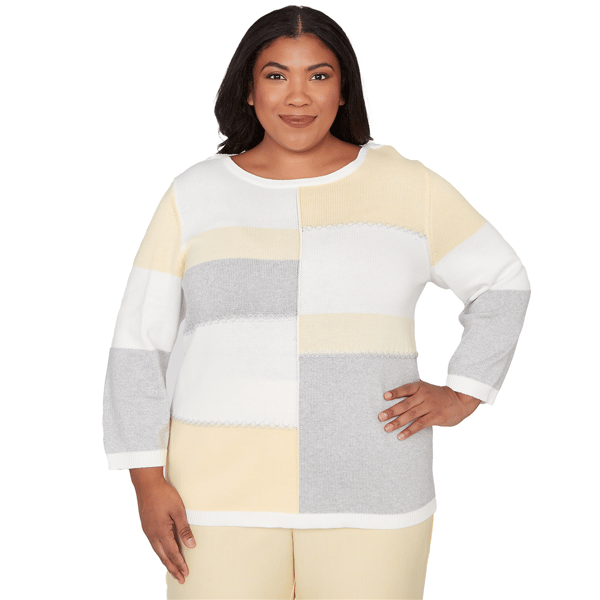 Plus Size Alfred Dunner Al Fresco Ribbed Colorblock Jewel Neck S