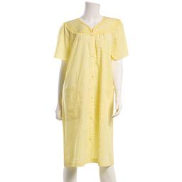 Womens Moon to Noon Short Sleeve Gingham Trapunto Snap Duster
