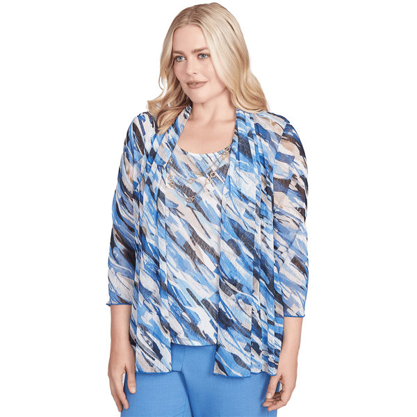 Womens Alfred Dunner Business As Usual Two in One Mesh Blouse