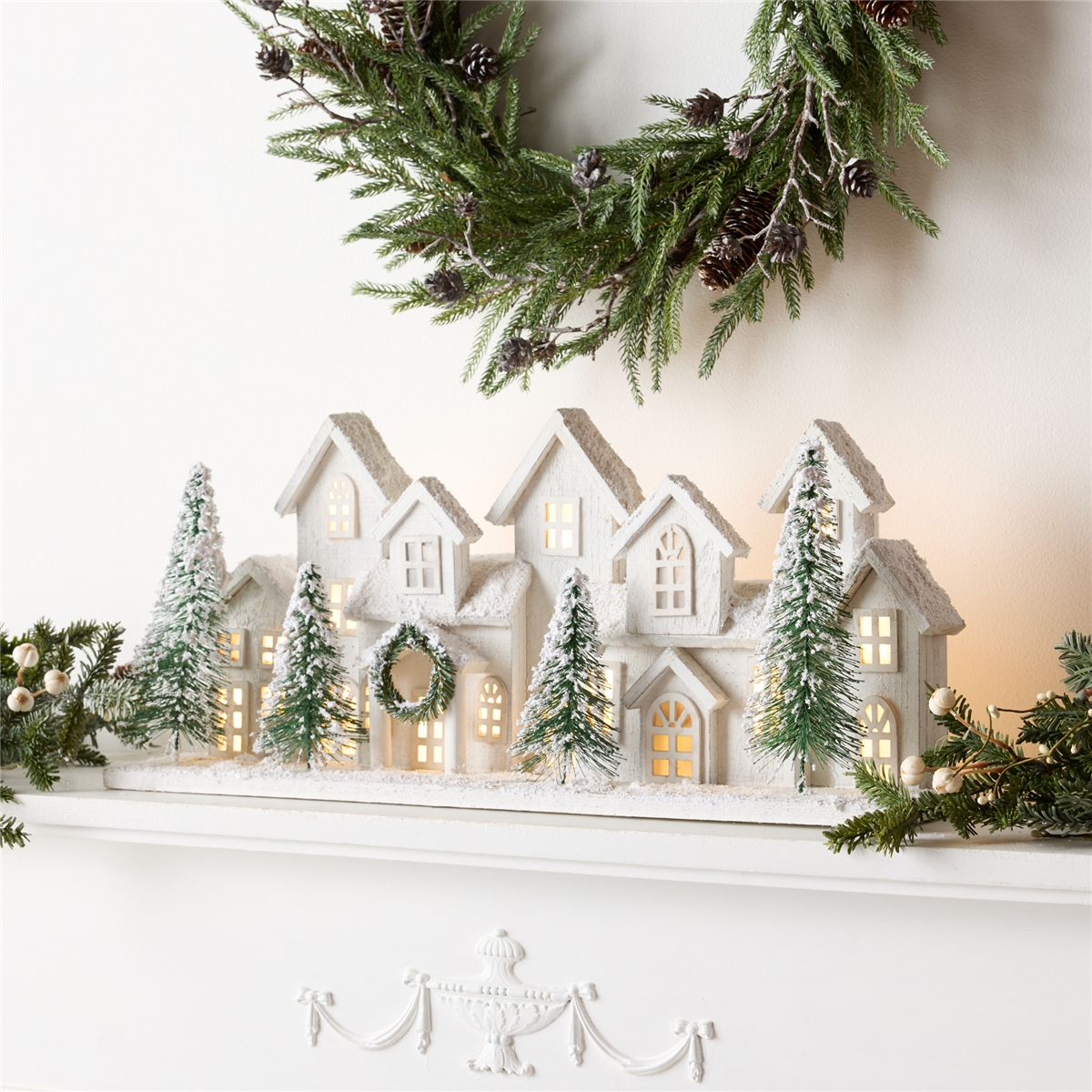 Melrose 23in. LED Flocked Winter Village Display