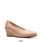 Womens Clarks® Mallory Berry Leather Wedge Pumps - image 7