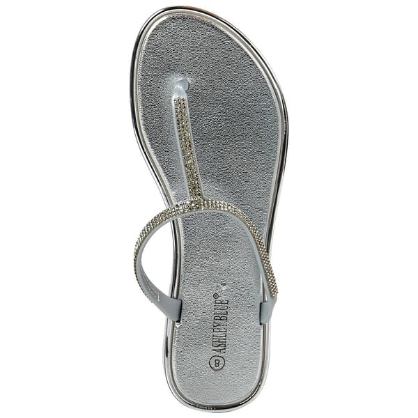 Womens Ashley Blue T-Strap w/Rhinestones Thong Sandals
