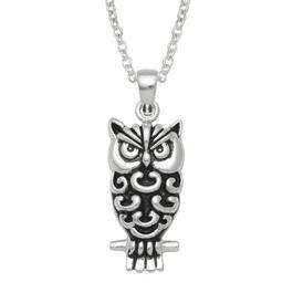 Marsala Fine Silver Plated Owl Pendant Necklace