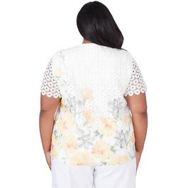 Plus Size Alfred Dunner Charleston Floral Border Lace Blouse