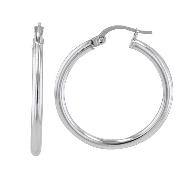 Sterling Silver Round Hoop Earrings - image 