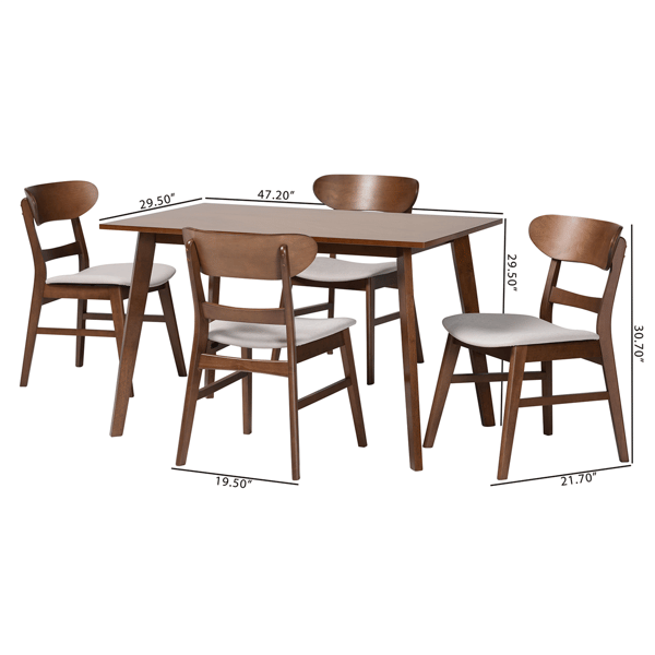 Baxton Studio Fremont Mid-Century  Wood 5pc. Dining Set