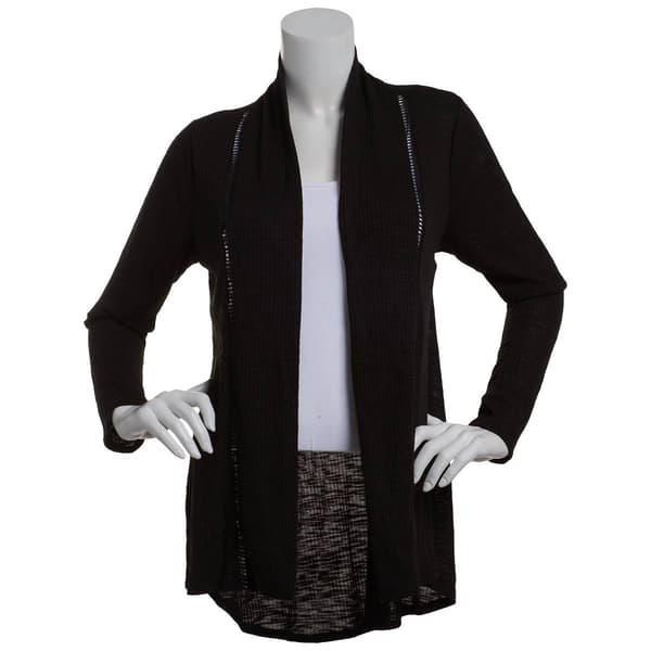 Womens Cure Long Sleeve Crochet Panel Open Front Cardigan