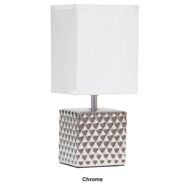 Simple Designs 11.8in. Contemporary Metallic Square Table Lamp