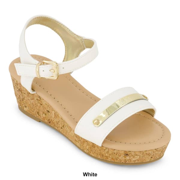 Big Girls DKNY Amber Metal Strap Wedge Sandals