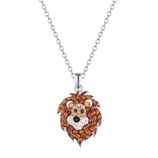 Crystal Critter Silver-Tone Lion Head Pendant - image 