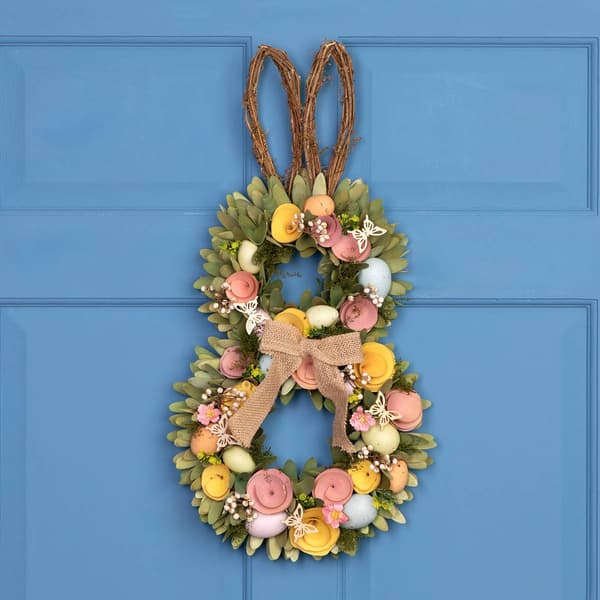 Northlight Seasonal Twig Bunny Rabbit Easter Egg Wreath