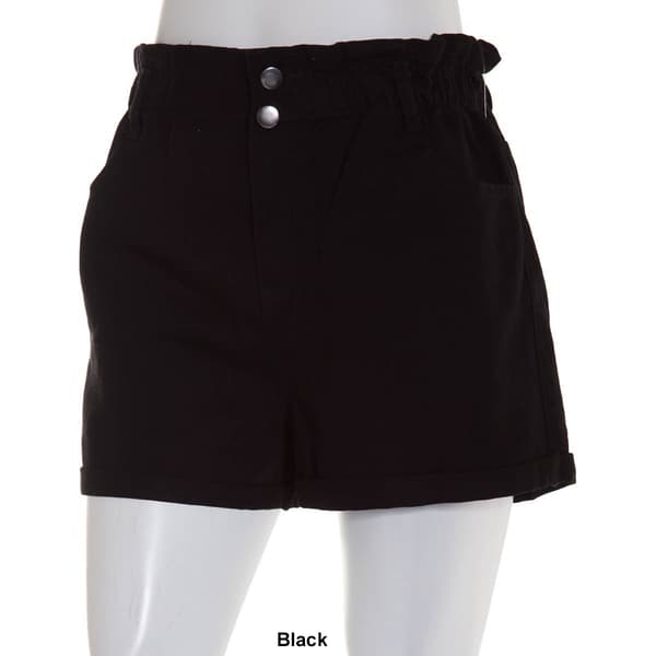 Juniors Love Tee Double Button Paperbag Waist Denim Shorts