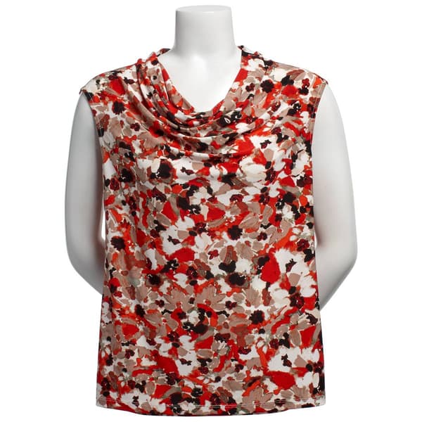 Womens Kasper Cap Sleeve Cowl Neck Floral Blouse