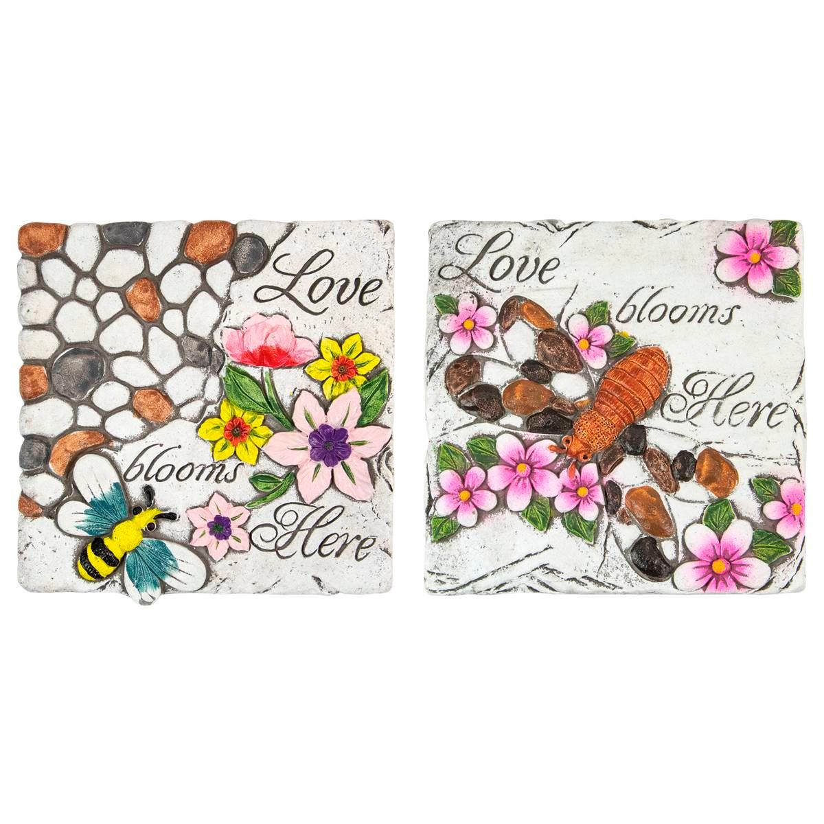 Northlight Seasonal Love Blooms Here Garden Stones - Set of...