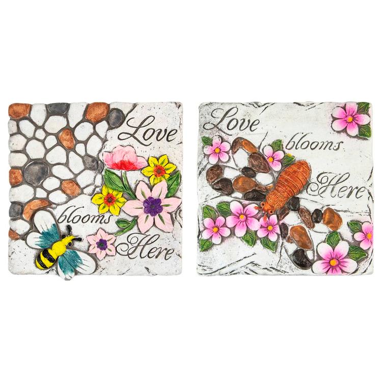 Northlight Seasonal Love Blooms Here Garden Stones - Set of 2