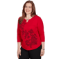 Petites Alfred Dunner Dinner Theater Black And Red Floral Embell - image 2