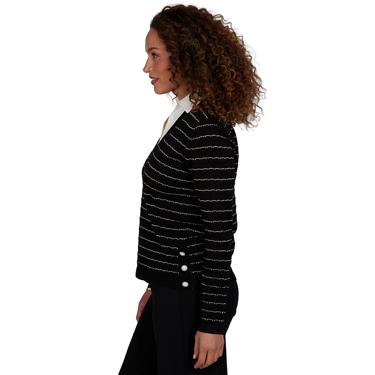 Womens Emaline Soiree Long Sleeve Two-in-One Stripe Sweater