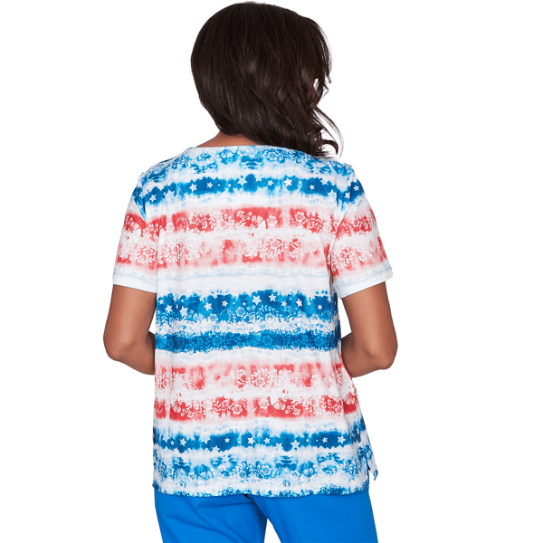 Petite Alfred Dunner Lady Liberty Americana Tie Dye Stripe Blouse
