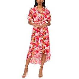 Womens MSK Puff Sleeve Print Challis Maxi Dress