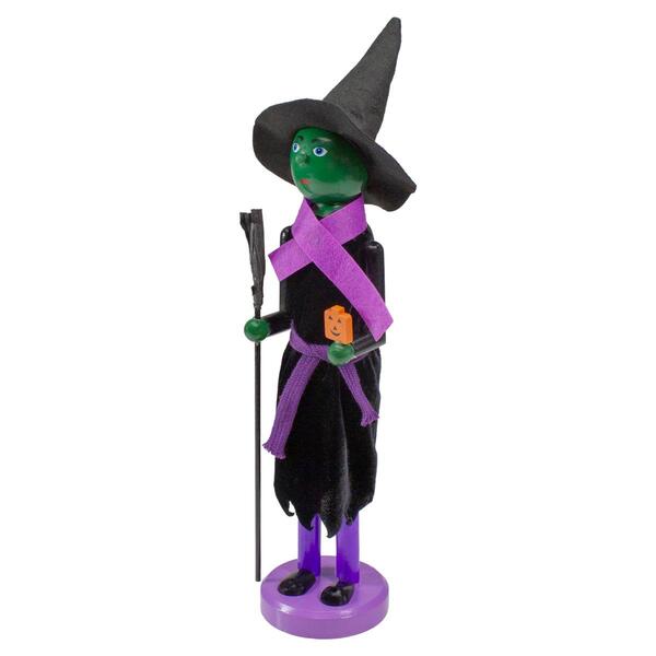 Northlight Seasonal 14in. Green Witch Wooden Halloween Nutcracker - image 