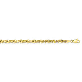 Mens Gold Classics&#40;tm&#41; 10kt. 7in. Semi-Solid Rope Chain Bracelet