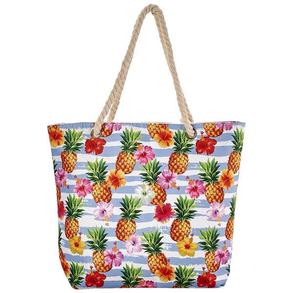 Renshun Pineapple Floral Canvas Tote - image 