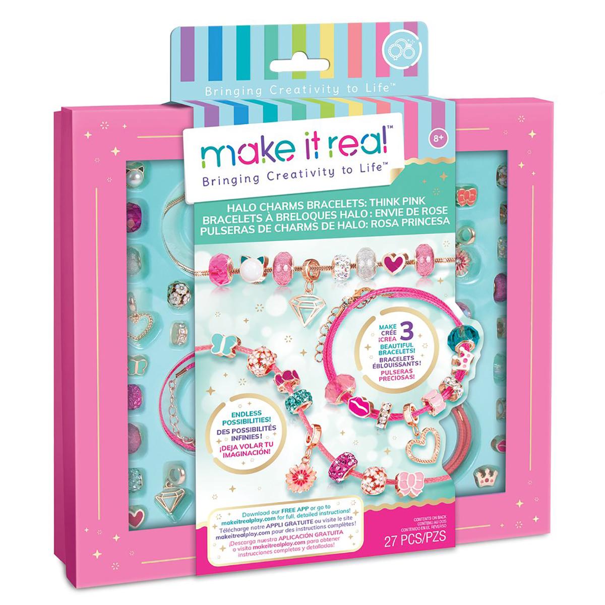 Make It Real Think Pink Halo Charms Bracelets