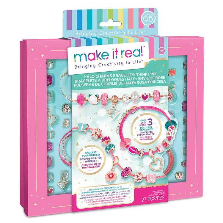 Make It Real Think Pink Halo Charms Bracelets